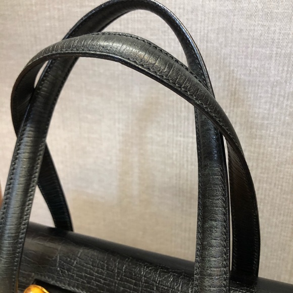 Gucci Black GG Canvas Leather Bamboo Bullet Bag - Picture 3 of 8